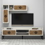 Hanah Home Samba Mueble para TV Nogal y Crema con Estantes de Pared